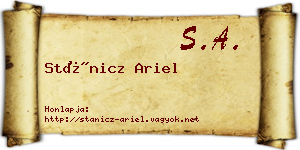 Stánicz Ariel névjegykártya
